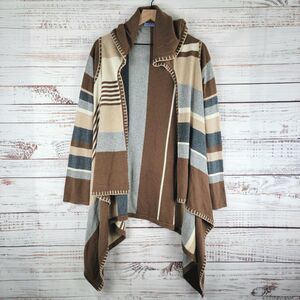 Acrobat Women's One Size Brown Silk Cashmere Blend Hooded Cardigan Sweater EUC